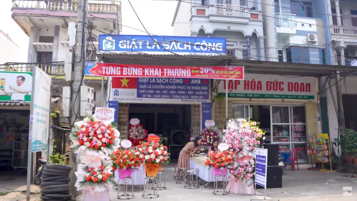 Tiệm giặt sấy chăn ga gối đệm ở vùng quê Ba Vì, Hà Nội