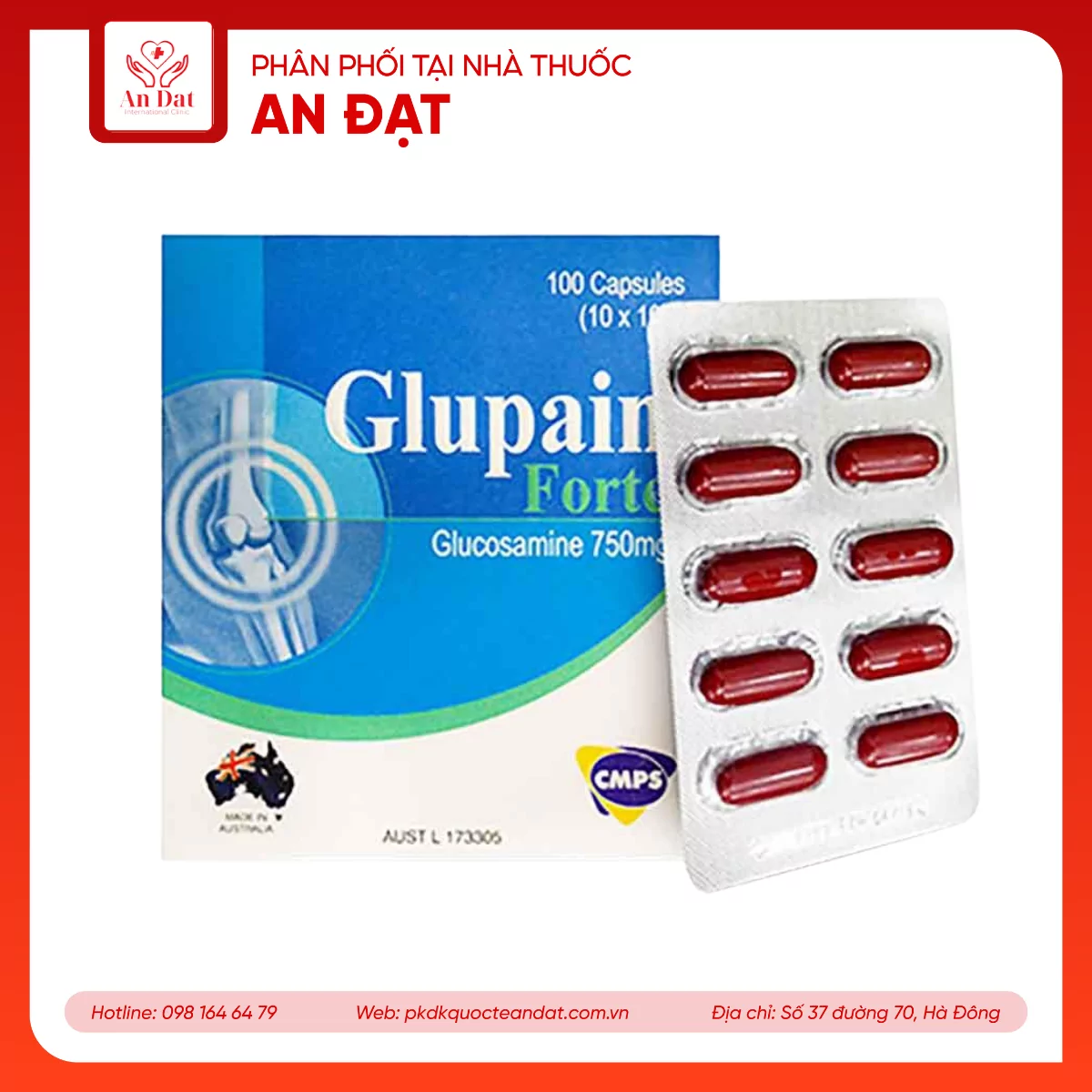 Glupain Forte 750mg (Hộp 10 vỉ x 10 viên)