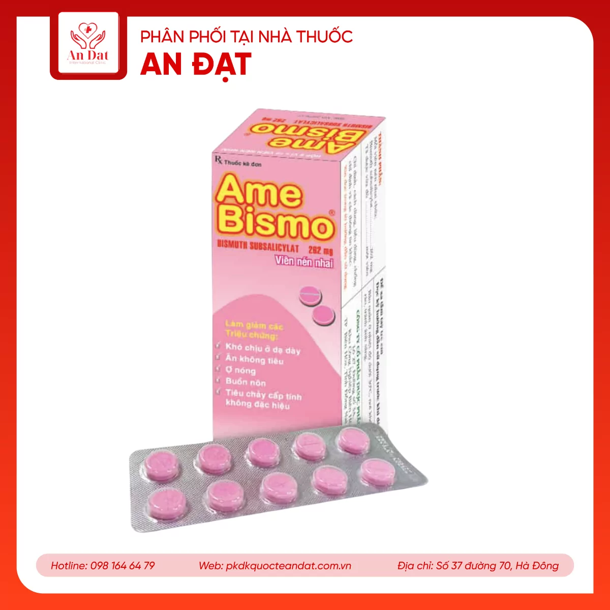 Amebismo (Chewable, B/ Hộp 6 vỉ x 10 viên)