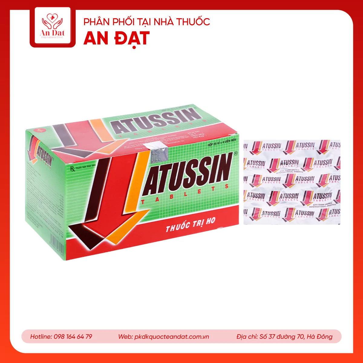 Atussin (Hộp 25 vỉ x 4 viên)