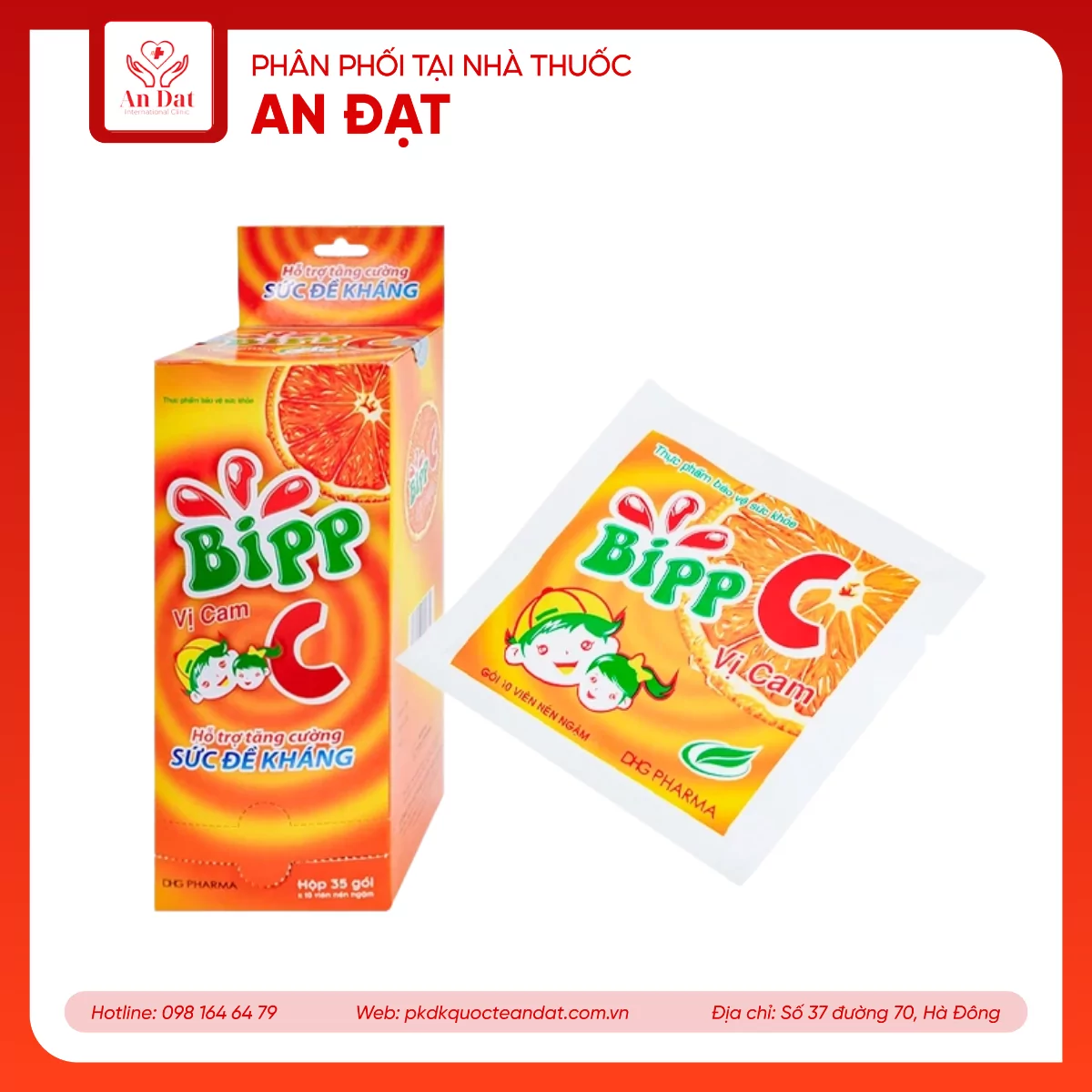 Kẹo ngậm Bipp C bổ sung vitamin C (Hộp 35 gói)