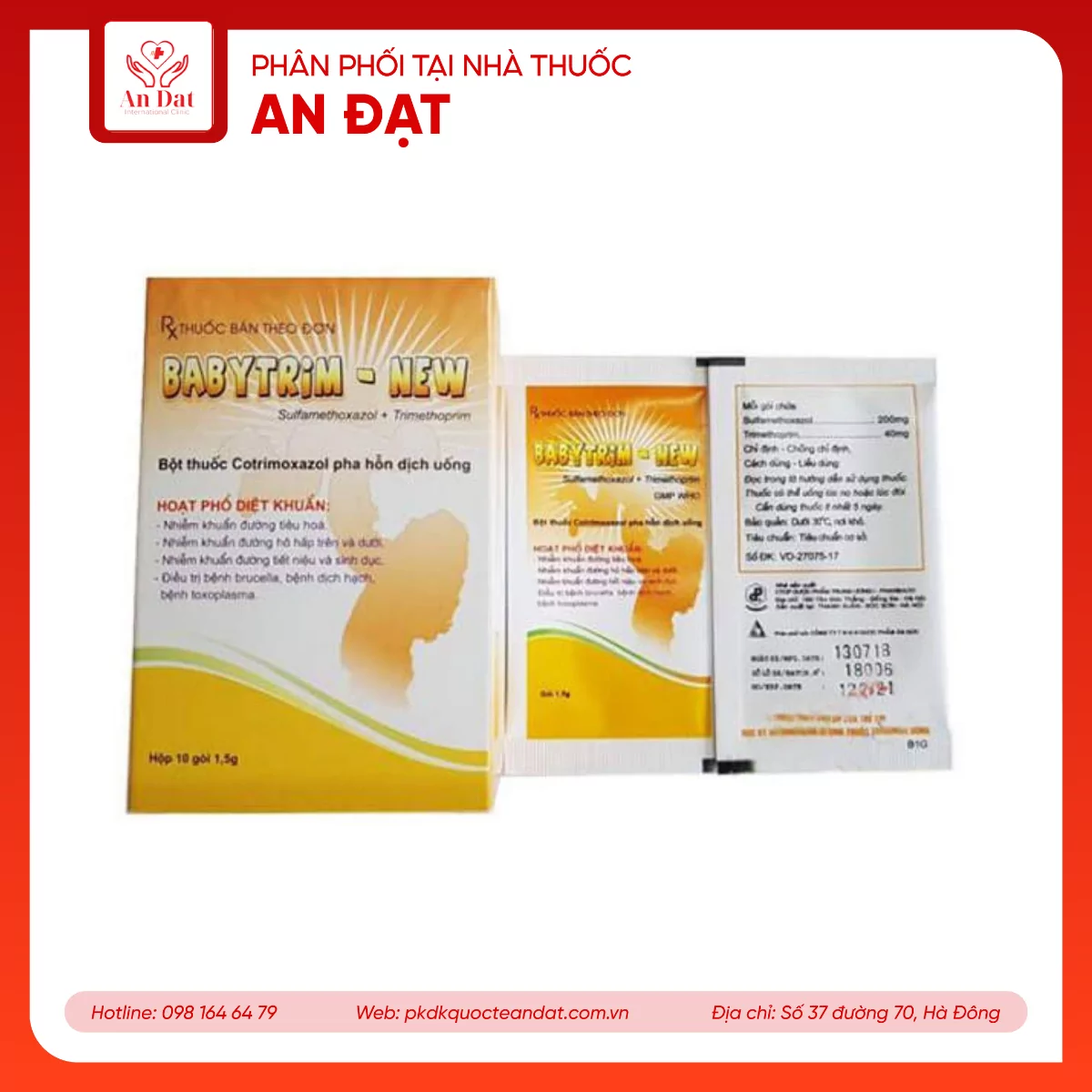 Bột uống Babytrim – New Pharbaco điều trị nhiễm khuẩn (10 gói x 1.5g)