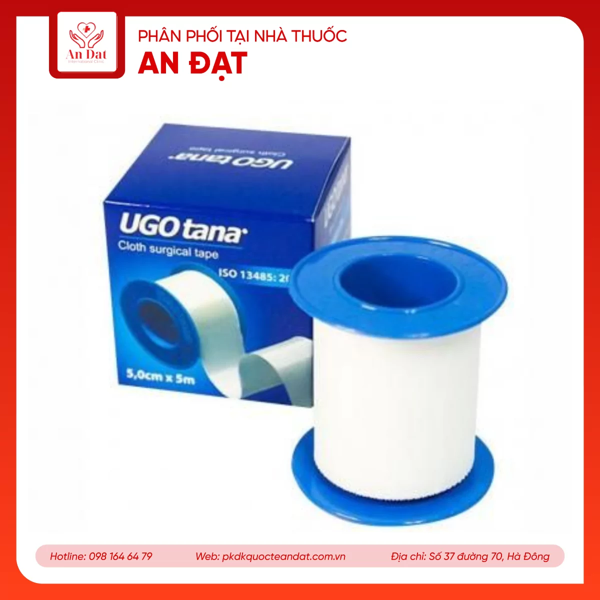 Băng keo lụa Ugo Tana 1.25cm x 5m dùng trong băng bó vết thương (Hộp 24 cuộn)