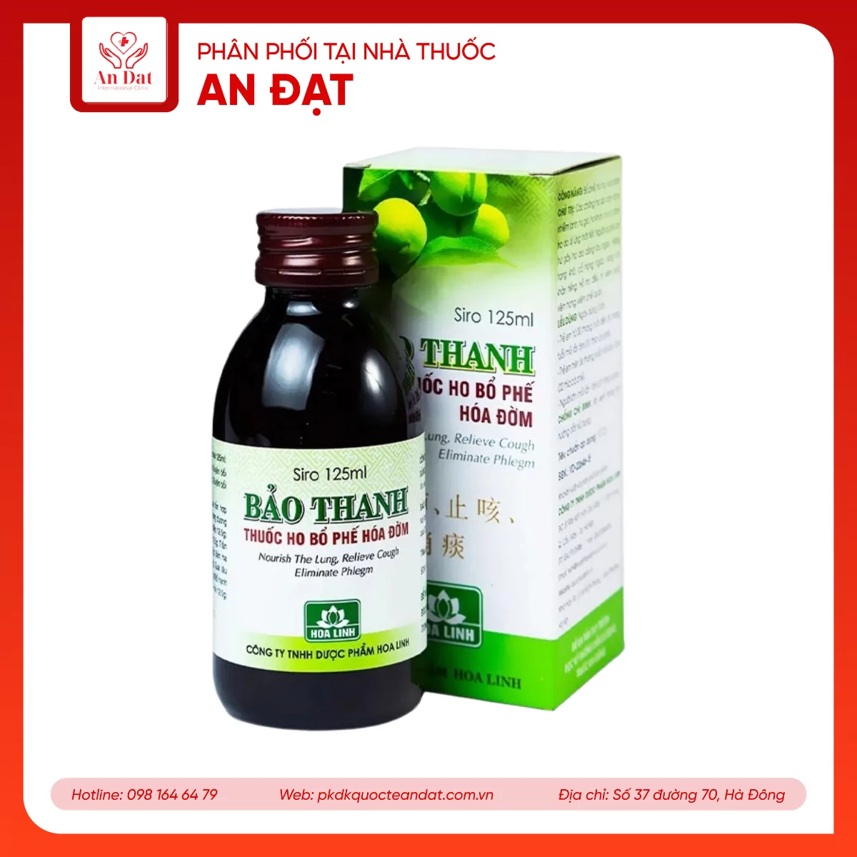 Siro ho Bảo Thanh điều trị các chứng ho, viêm phổi (125ml)