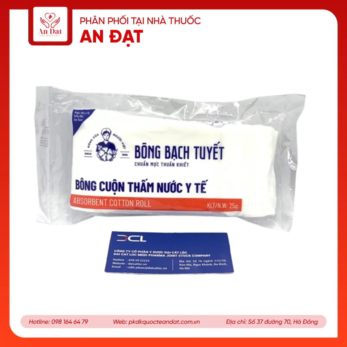 Bông cuộn thấm nước Bạch Tuyết 25g vệ sinh cá nhân và y tế