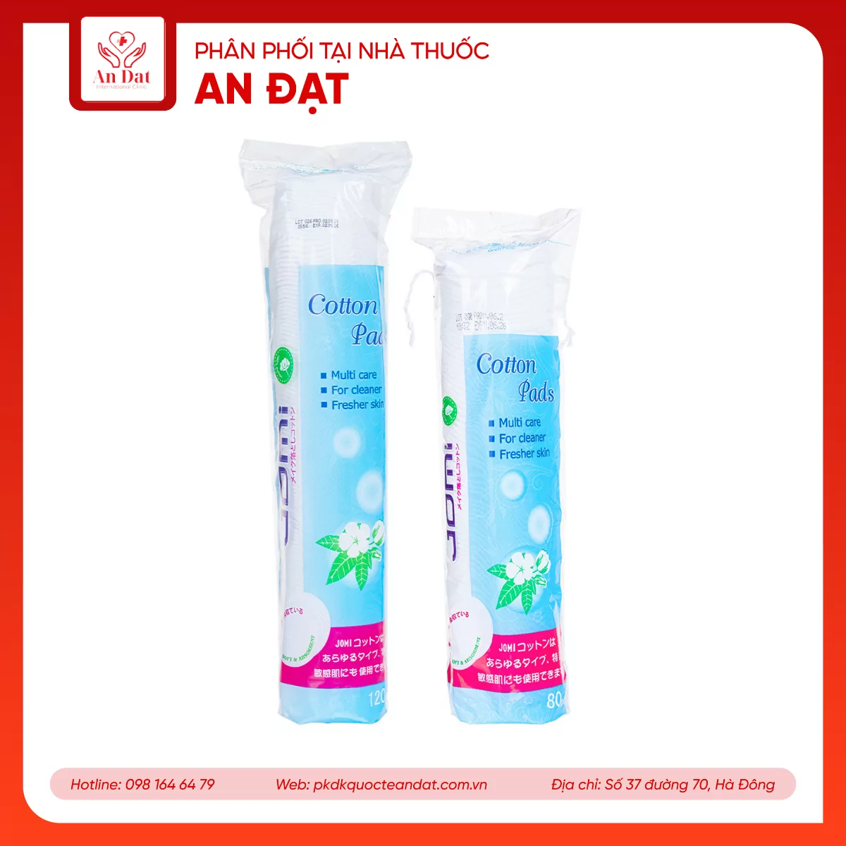 Bông tẩy trang Jomi Cotton Pads siêu thấm, siêu mịn (120 miếng)