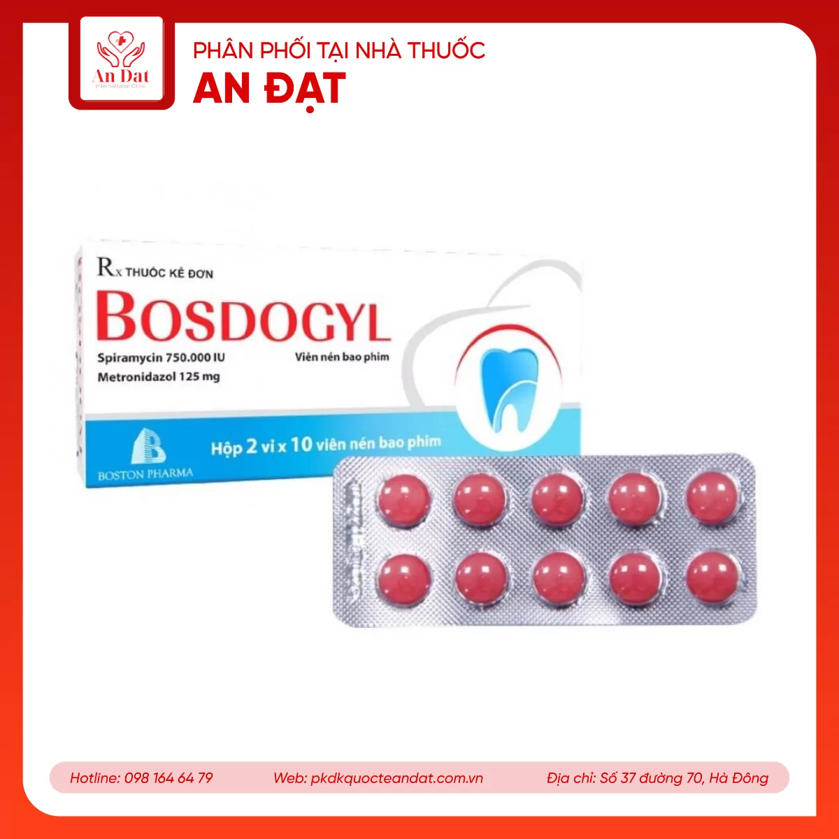 Viên nén Bosdogyl phòng ngừa và điều trị nhiễm trùng răng miệng (2 vỉ x 10 viên)