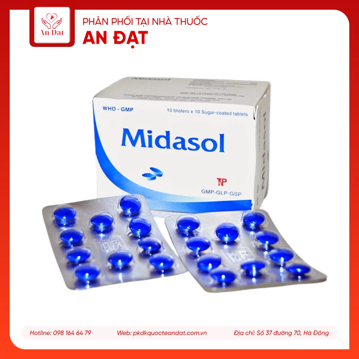 Thuốc Midasol Thành Nam điều trị tình trạng viêm, đau do nhiễm trùng đường tiểu dưới tái phát (10 vỉ x 10 viên)