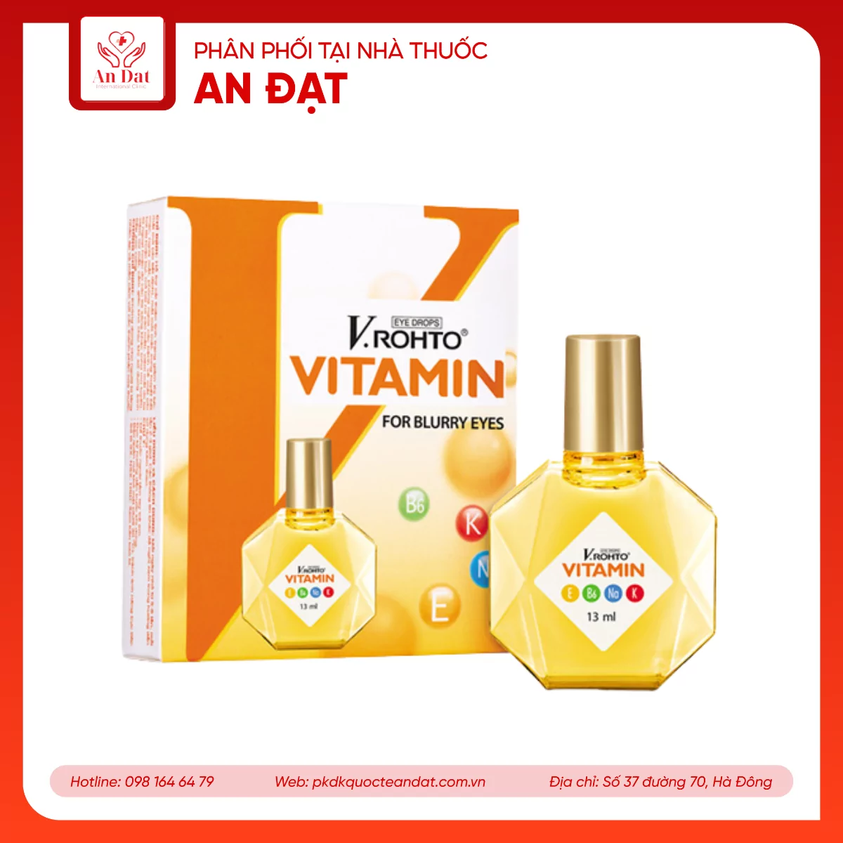 Thuốc nhỏ mắt V.Rohto Vitamin hỗ trợ cải thiện tình trạng giảm thị lực, mắt mờ (13ml)