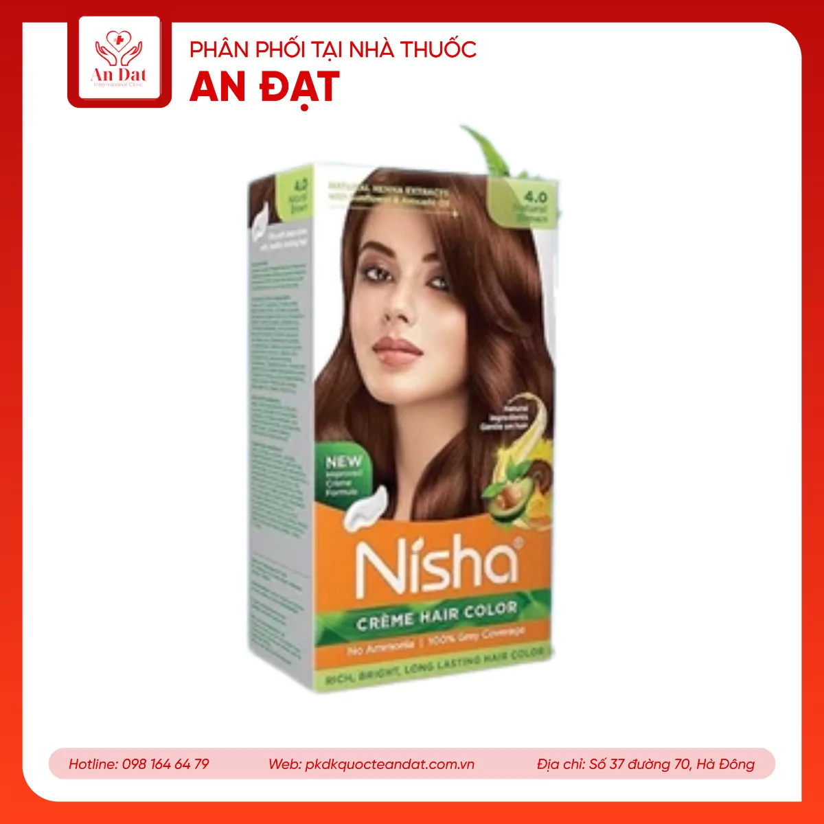 Thuốc nhuộm tóc yutika nâu tự nhiên – hộp 10 gói