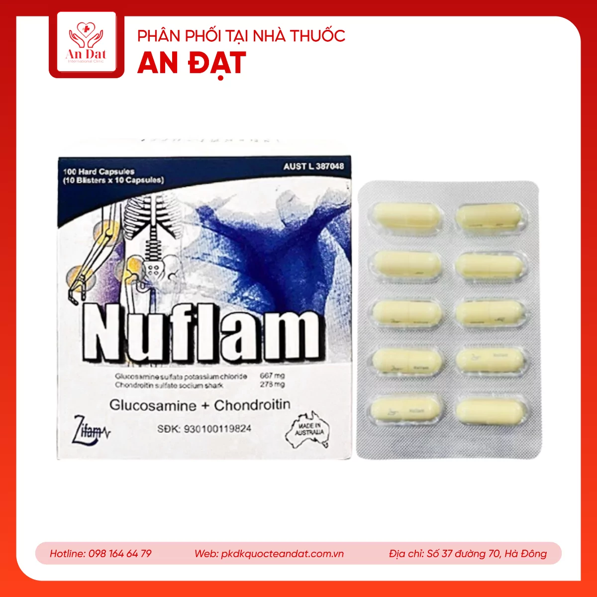 Nuflam điều trị thoái hóa khớp thể nhẹ -hộp 10 vỉ x10 viên