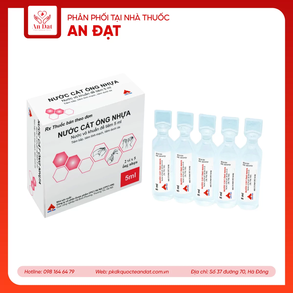Nước cất ống nhựa 5ml CPC1
