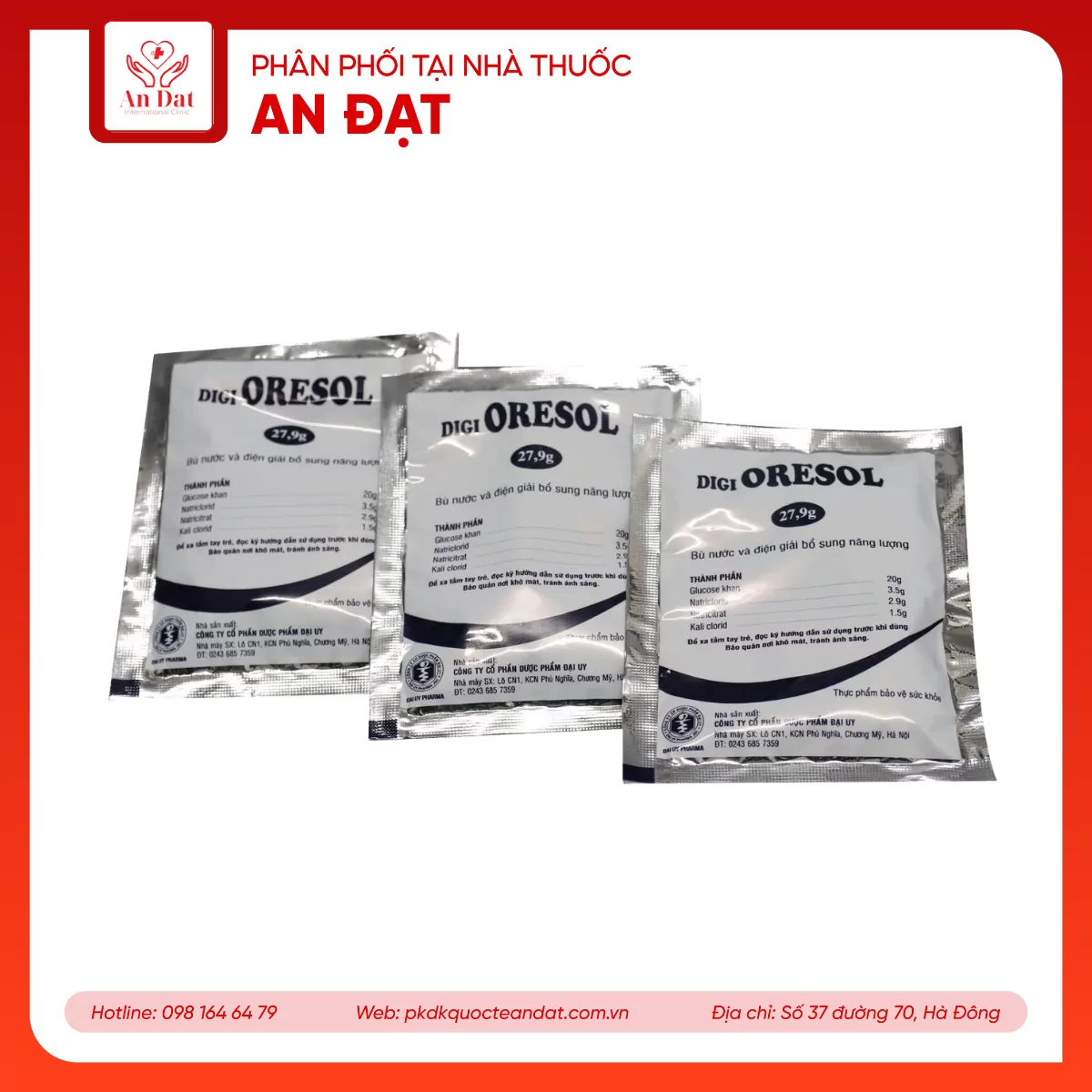 Ozerol trắng Đại Y bù điện giải hỗ trợ cơ thể nhanh hồi phục trong trường hợp mất nước (Bịch 50 gói)
