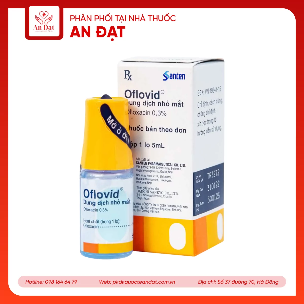 Thuốc nhỏ mắt Oflovid Santen điều trị viêm bờ mi, viêm túi lệ, lẹo, viêm kết mạc, viêm sụn mi (5ml)