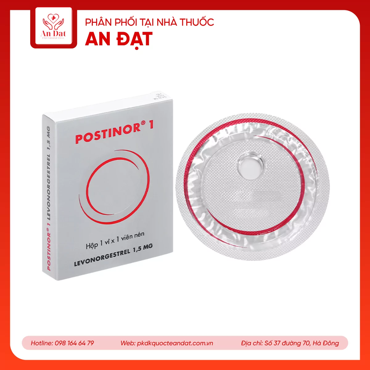 Thuốc Postinor 1 Gedeon dùng tránh thai khẩn cấp trong vòng 72 giờ sau giao hợp (1 viên)
