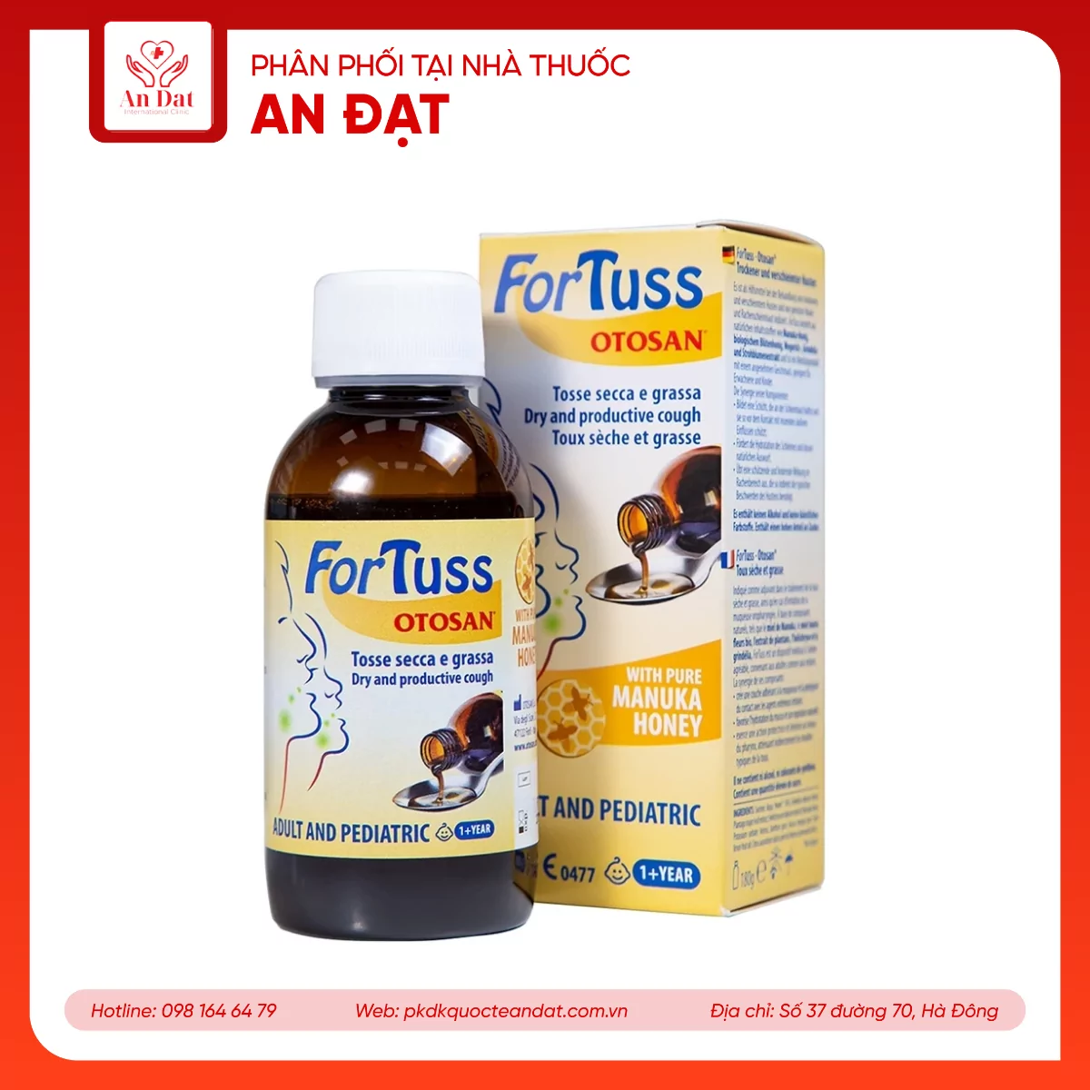 Siro ho Fortuss Otosan 180g hỗ trợ làm dịu cơn ho hiệu quả, bảo vệ niêm mạc