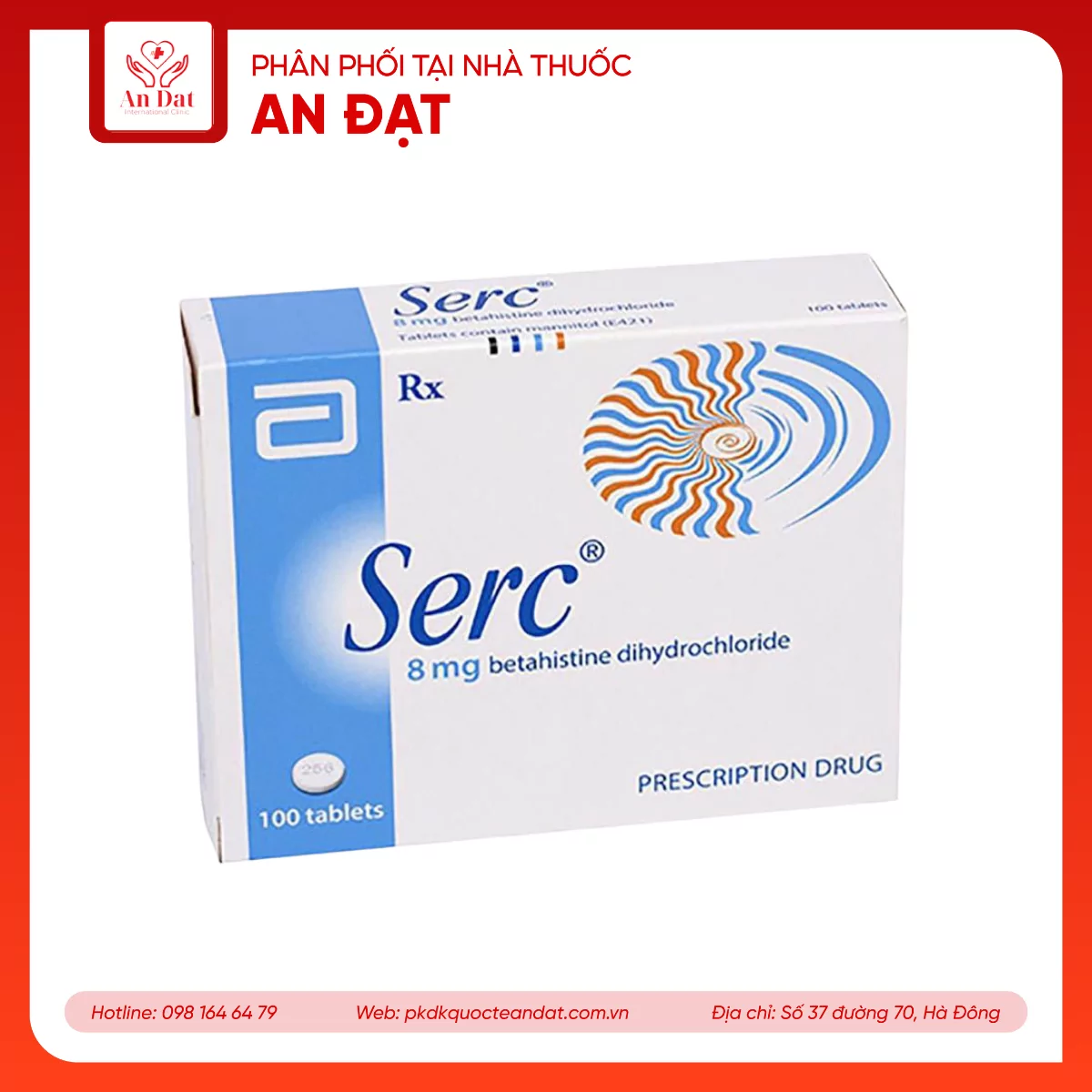 Thuốc Serc Abbott điều trị chóng mặt, mất thính giác, ù tai (4 vỉ x 25 viên)