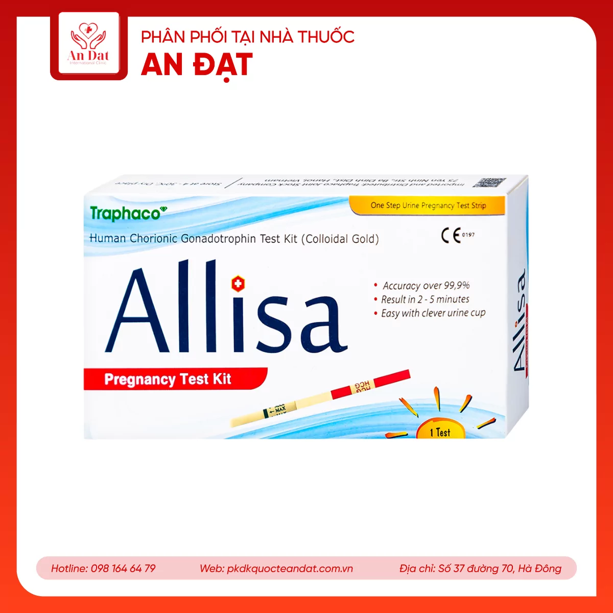 Que thử thai HCG Allisa Traphaco giúp phát hiện sớm thai kỳ sau 7-10 ngày thụ thai